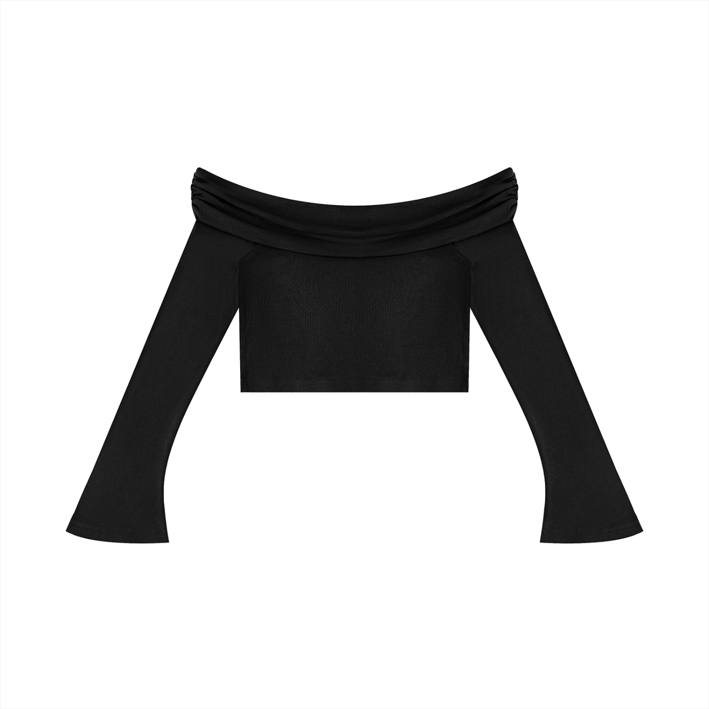 Women's T.H.O Off-the-Shoulder Bell Sleeve Crop T-Shirt