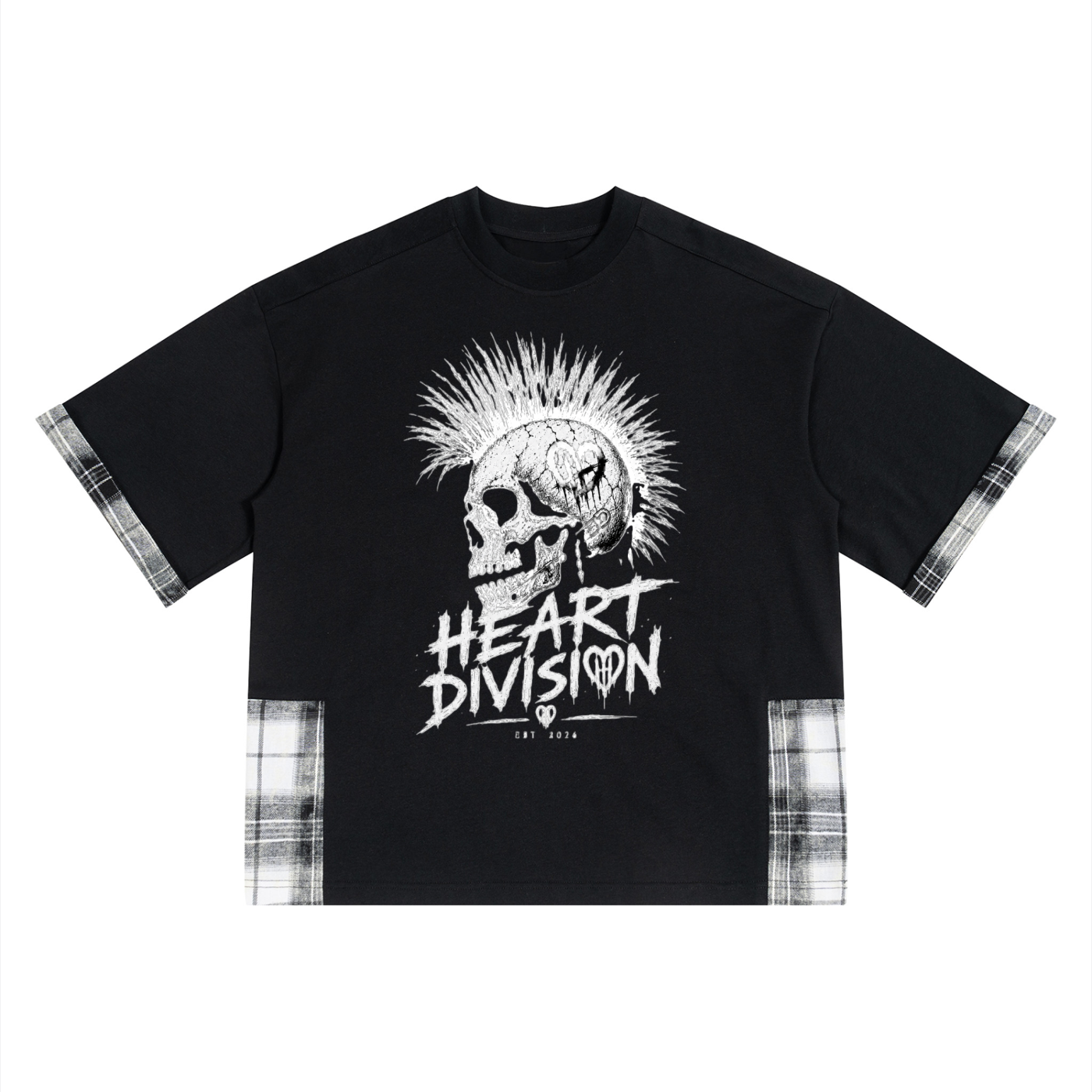 Unisex Plaid Paneled T-Shirt