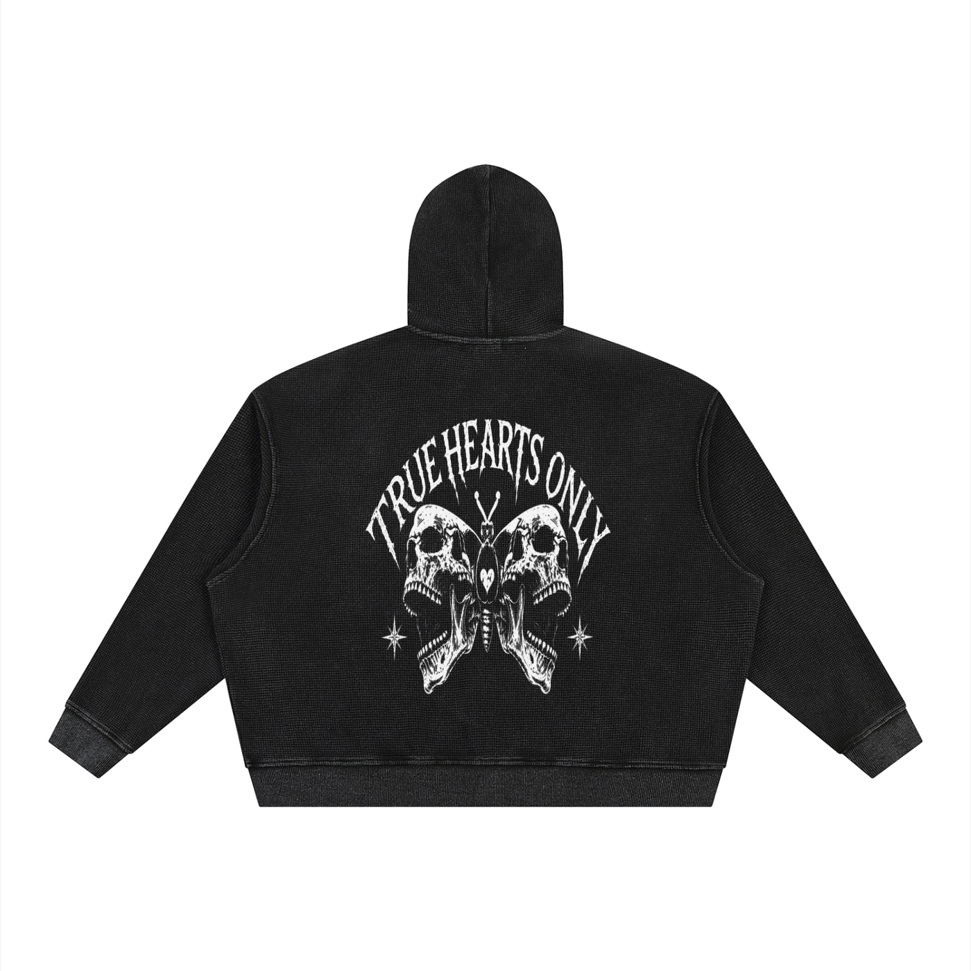 Unisex Vintage Wash Boxy Waffle Full Zip Hoodie