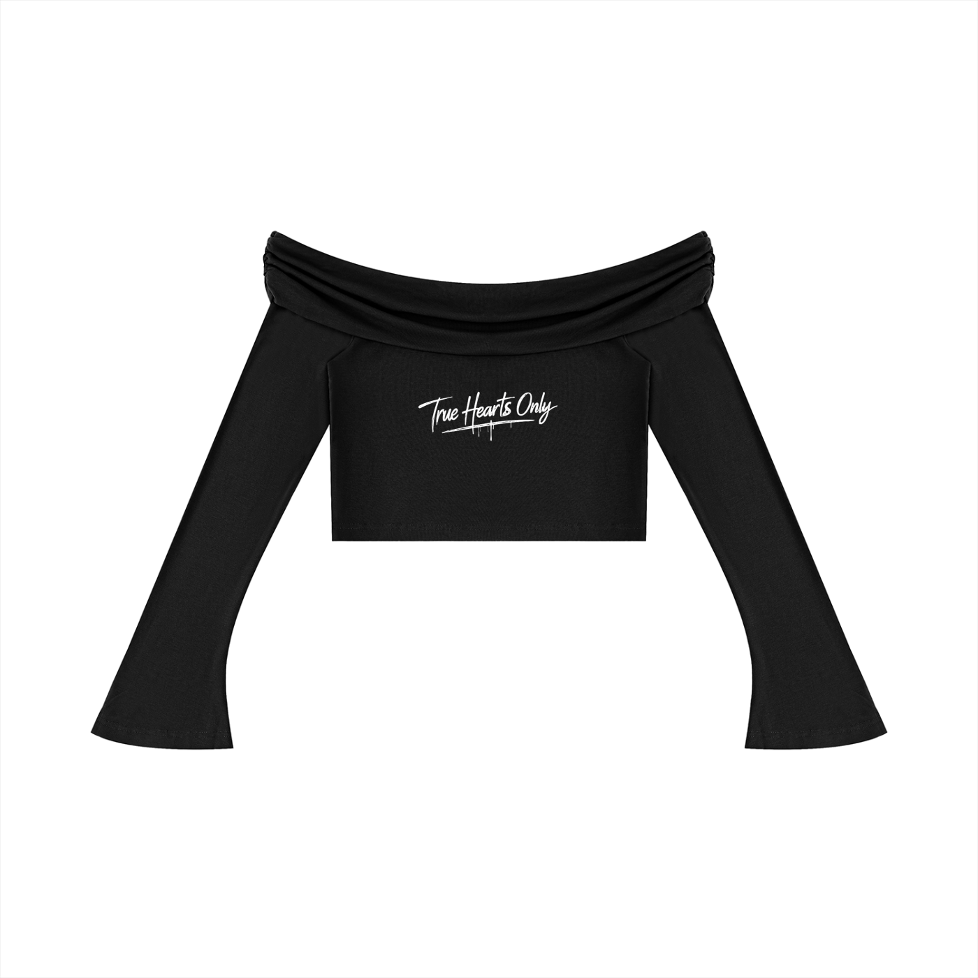 Women's T.H.O Off-the-Shoulder Bell Sleeve Crop T-Shirt