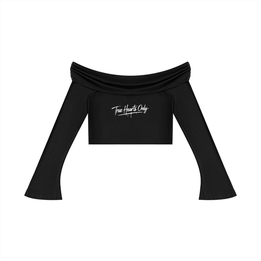 Women's T.H.O Off-the-Shoulder Bell Sleeve Crop T-Shirt