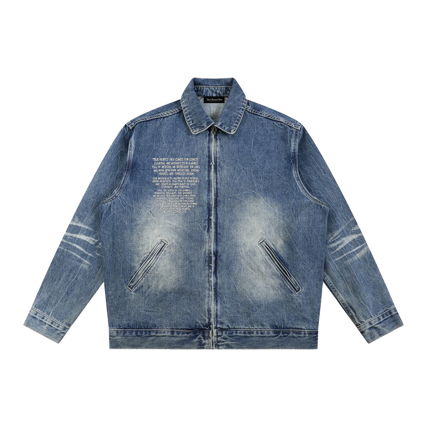 True Hearts Only Vintage Zip Up Denim Jacket