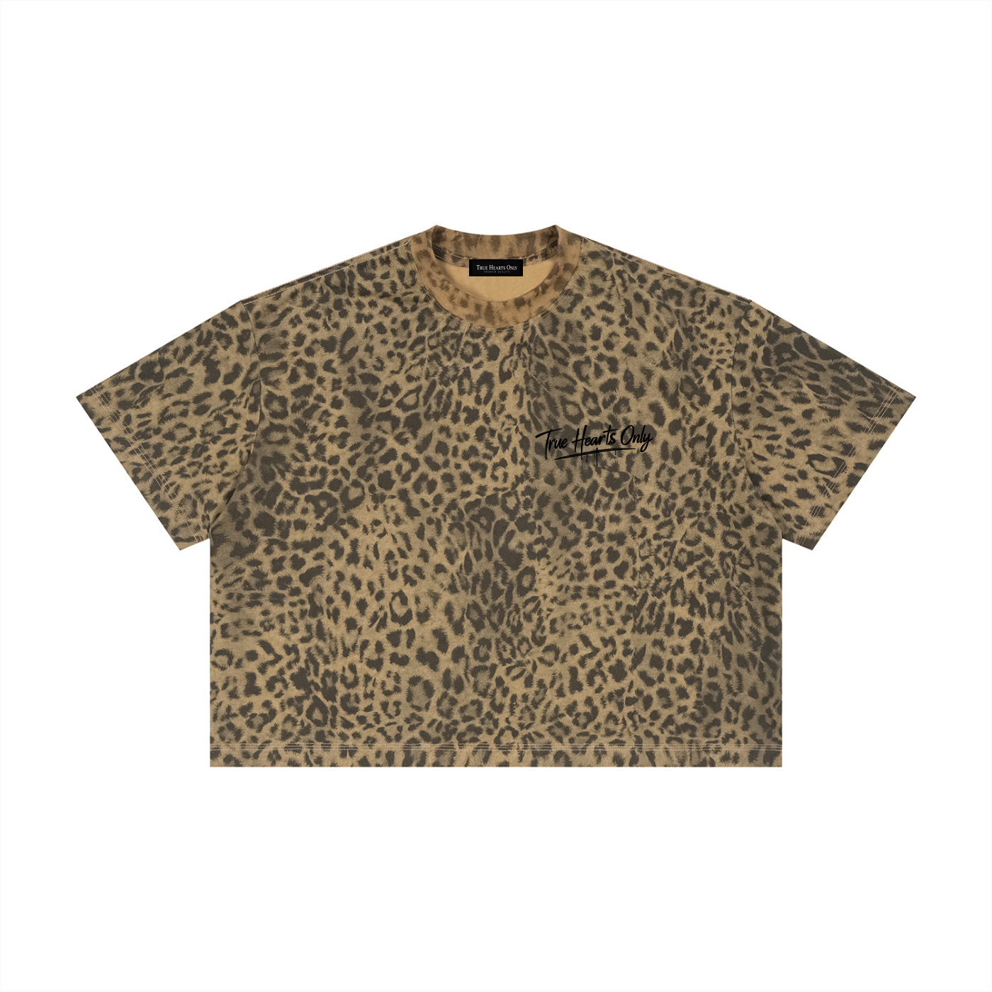 Unisex Leopard True Hearts Only Print Boxy T-Shirt