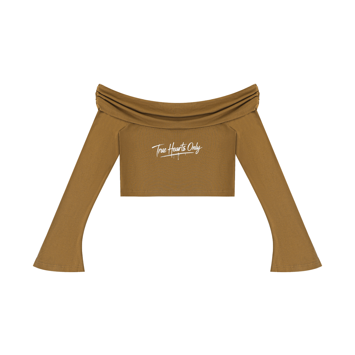 Women's T.H.O Off-the-Shoulder Bell Sleeve Crop T-Shirt
