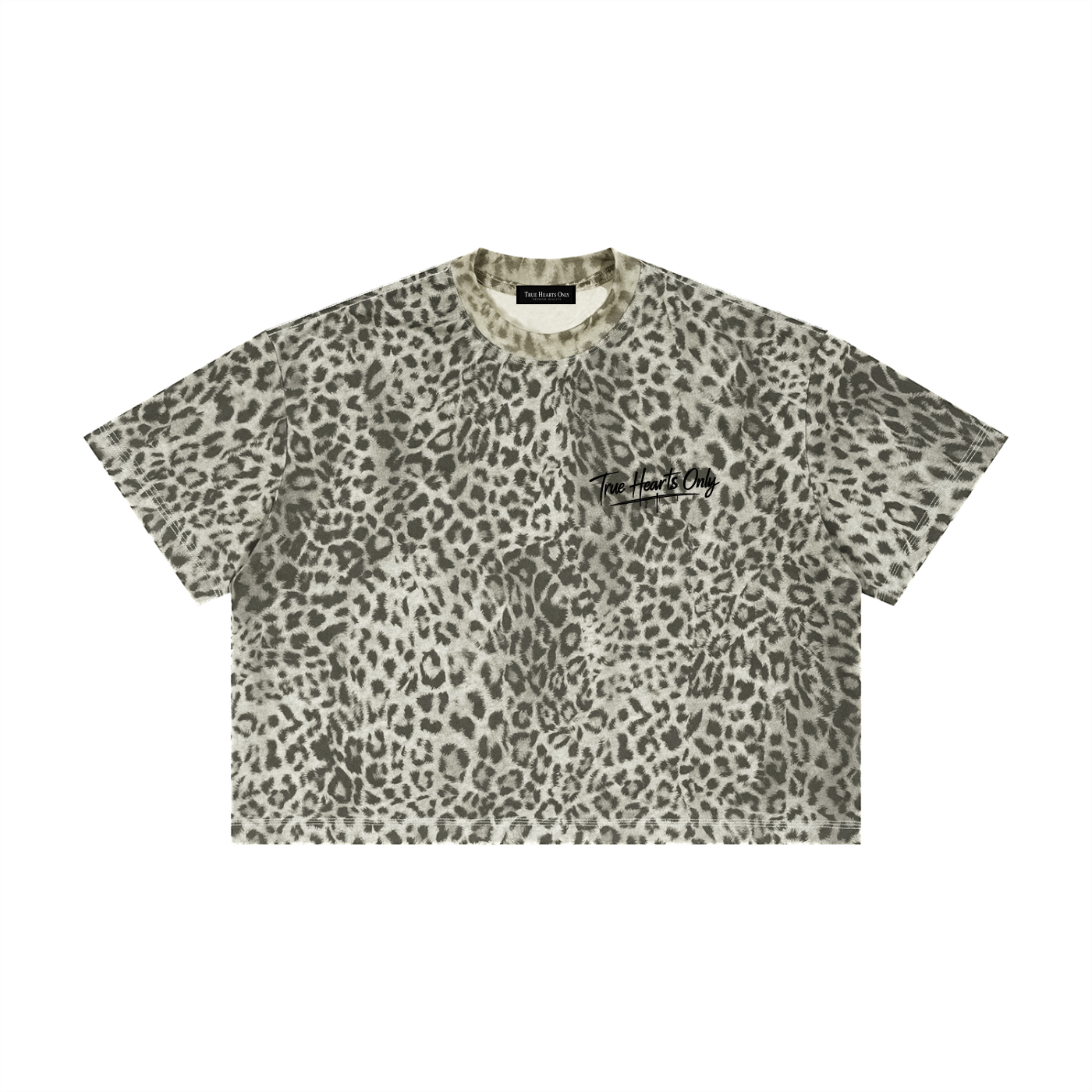Unisex Leopard True Hearts Only Print Boxy T-Shirt