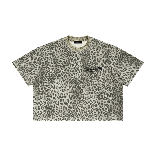 Unisex Leopard True Hearts Only Print Boxy T-Shirt