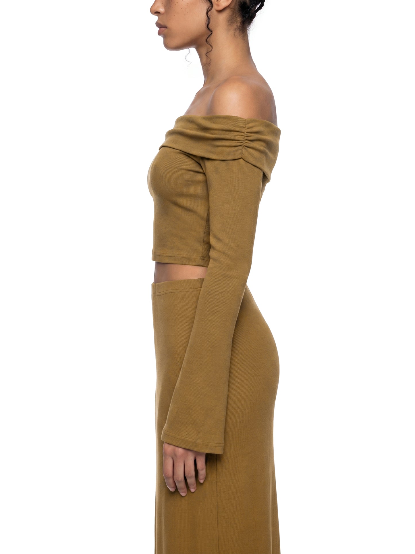 Women's T.H.O Off-the-Shoulder Bell Sleeve Crop T-Shirt